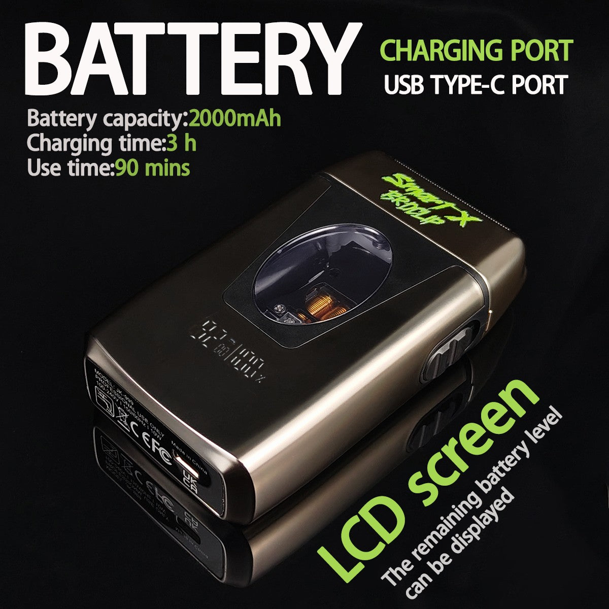 9000RPM BRDCLIP BRD999 Magnetic Motor Professional Electric Men's Beard Trimmer Double Foil Shaver USB Hair Cutting Machine