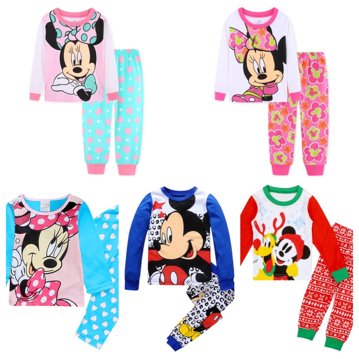 Kids Minnie Pajamas for Boys Girls Home Wear Kids Casual Sleepwear Long Sleeve Pajamas Bottoms Suit Christmas Gifts