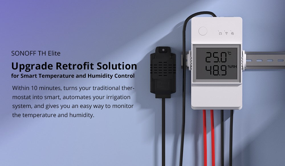 SONOFF TH Elite 16A 20A Wifi Interruptor Inteligente de Monitoramento de Temperatura e Umidade THS01 DS18b20 Sensor Casa Inteligente Via eWelink Alexa