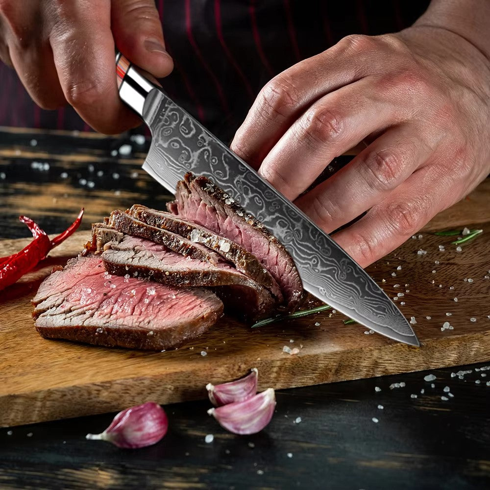 Conjunto de Facas de Cozinha de Aço Damasco Forjado para Arte 1-8 pçs Faca de Cozinha Profissional de Hotel para Fatiar e Cortar Utensílios de Cozinha Premium