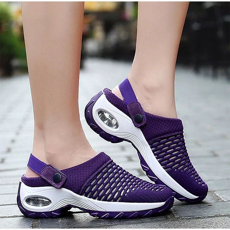 Women Walking Shoes Air Cushion Slip-On Orthopedic Diabetic Ladies Platform Mules Mesh Lightweight Slipper Wedge Female Sneaker