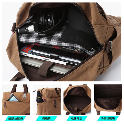 Bolsa Masculina de Lona, Bolsas Casuais de Negócios para Notebook de 15.6 polegadas, Mochila de Viagem de Ombro Fashion e de Alta Qualidade