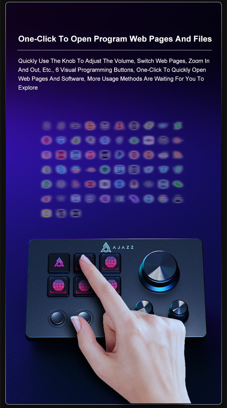 Ajazz AKP03E Desktop Helper Desk Console Panel Controller Teclado Mini com Botões Programáveis para Diversos Cenários