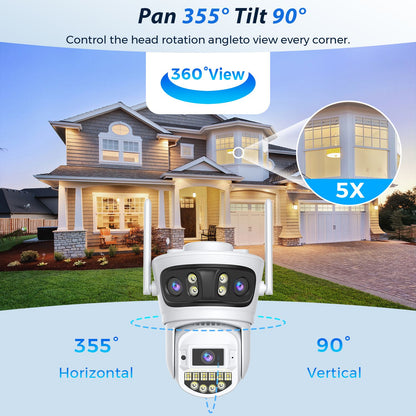 15MP 8K HD Wifi Surveillance Camera Outdoor Three Lens Three Screens Security IP Camera Human Detection 5G Wifi Camera O-KAM PRO