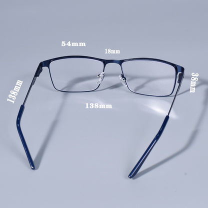 Homens Quadrados Metal Armação Grande Leitura Dobradiça de Mola Óculos de Presbiopia Bloqueio de Luz Azul Proteção Ocular Óculos +75+125+175+4