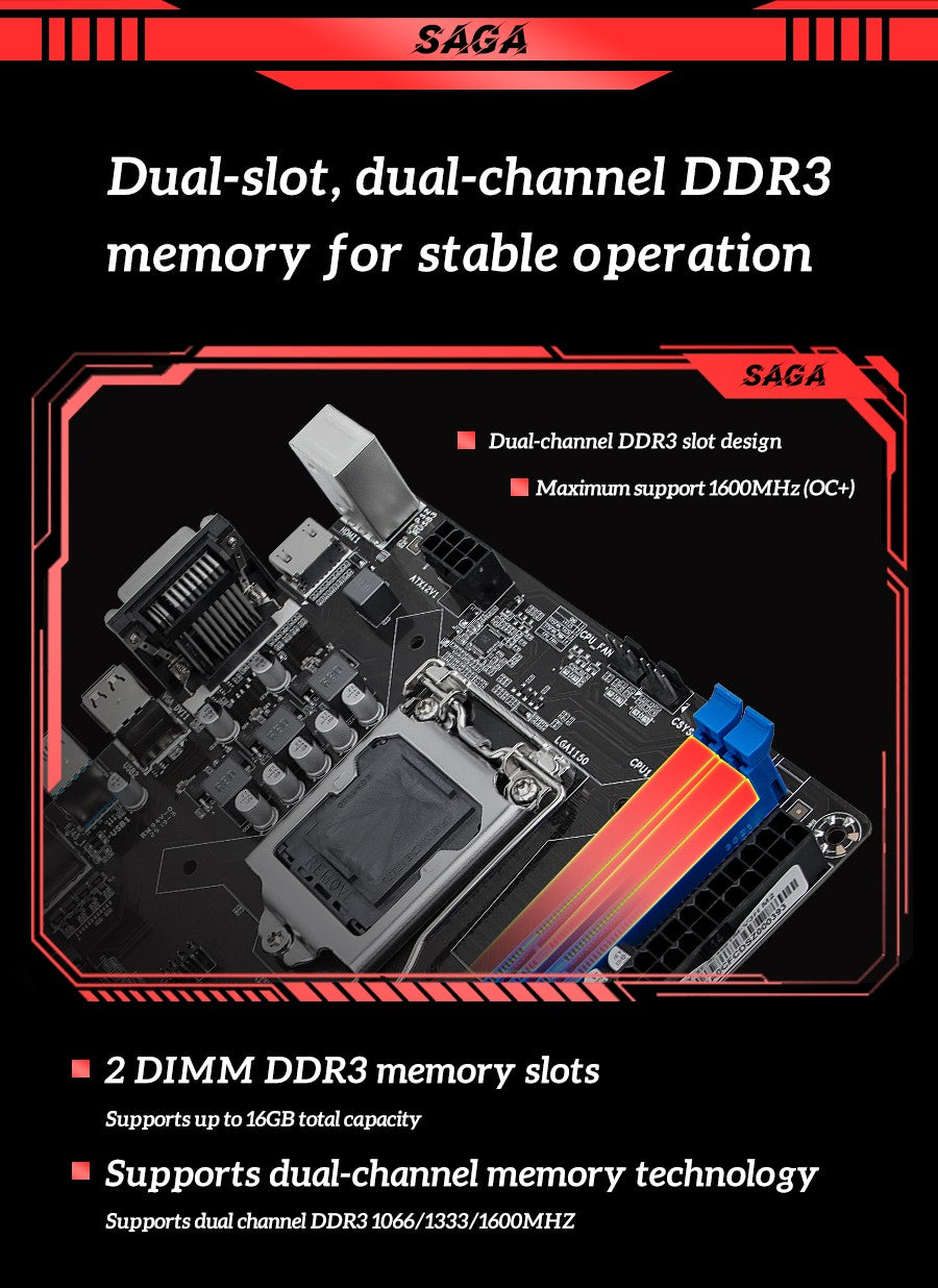 Placa-mãe SOYO H81M Gaming Dual Channel DDR3 M.2 NVME PCIEx16 HDMI VGA Interface LGA 1150 Suporta CPU Intel Core de 4ª Geração