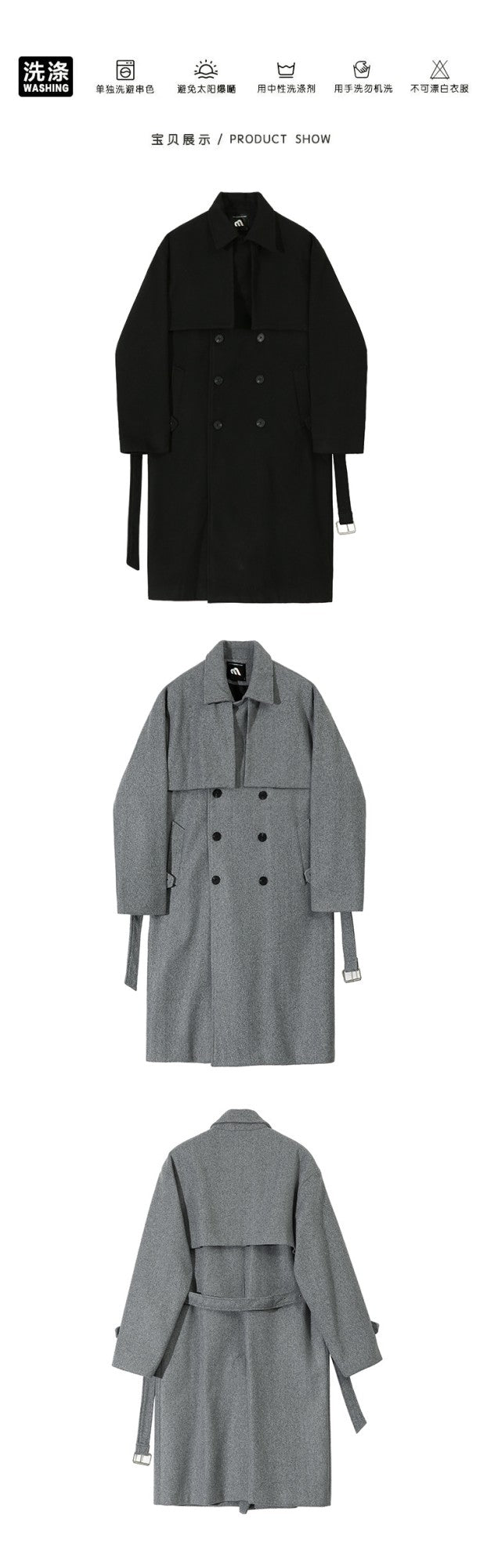 Winter Thick Woolen Coat Men Warm Fashion Solid Colors Oversized Long Wool Blends Coat Men Korean Loose Coat Mens Overcoat Q30