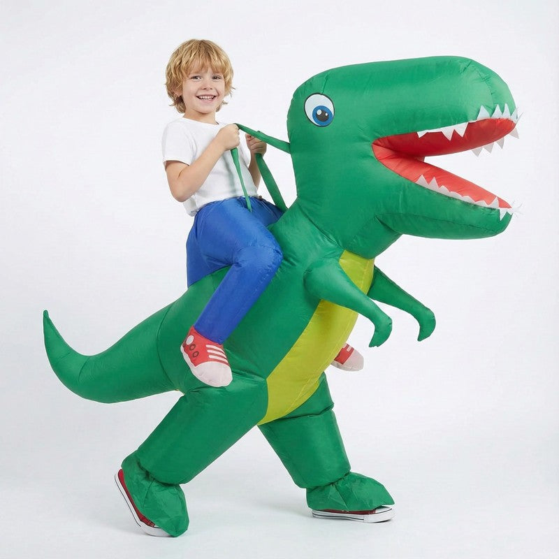 Adult & Child Inflatable Dinosaur Costume Rideable Tyrannosaurus Rex Air-Filled Fun Costume for Masquerade Parties & Halloween