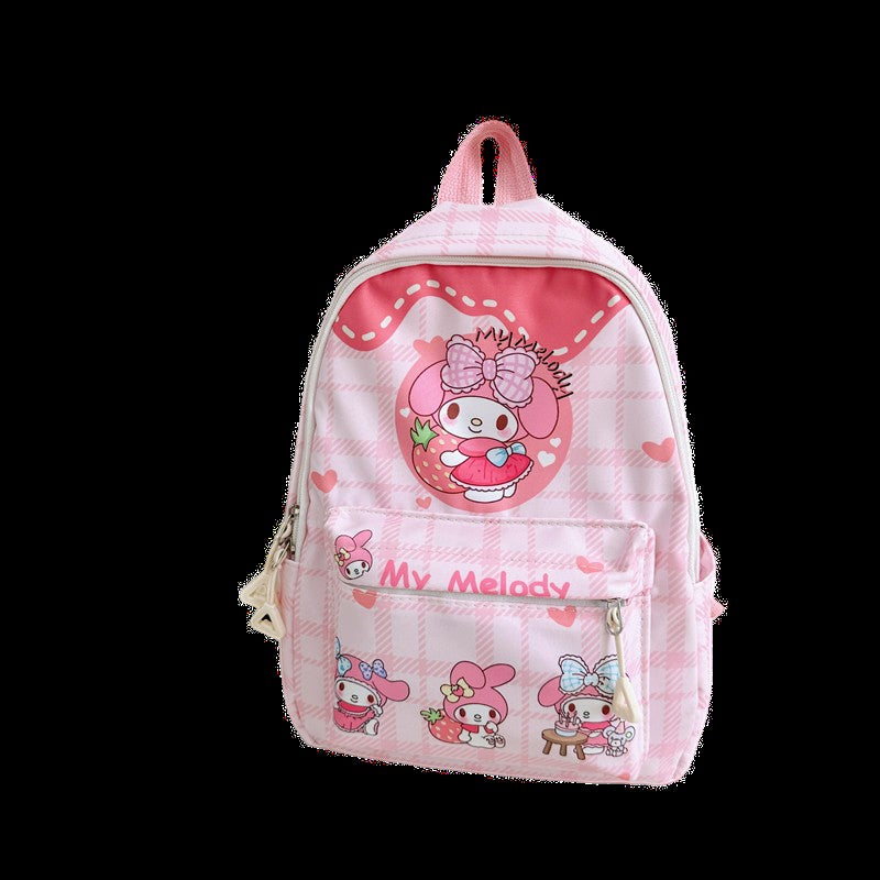Mochilas Hello Kitty Kuromi Cinnamoroll com estampa de desenho animado fofo e leve para meninos e meninas do jardim de infância