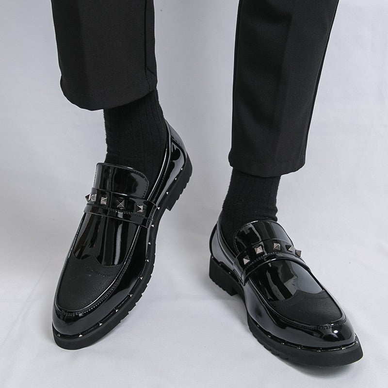 Men Loafers PU Splicing Low Heel Professional Classic Business Banquet Men Shoes Size 38-46