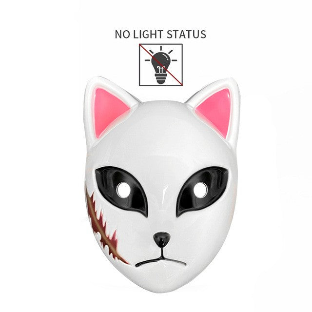 2024 Halloween Neon Mask Cosplay Japanese Anime Neon LED Demon Slayer Mask Halloween Party Costume Props