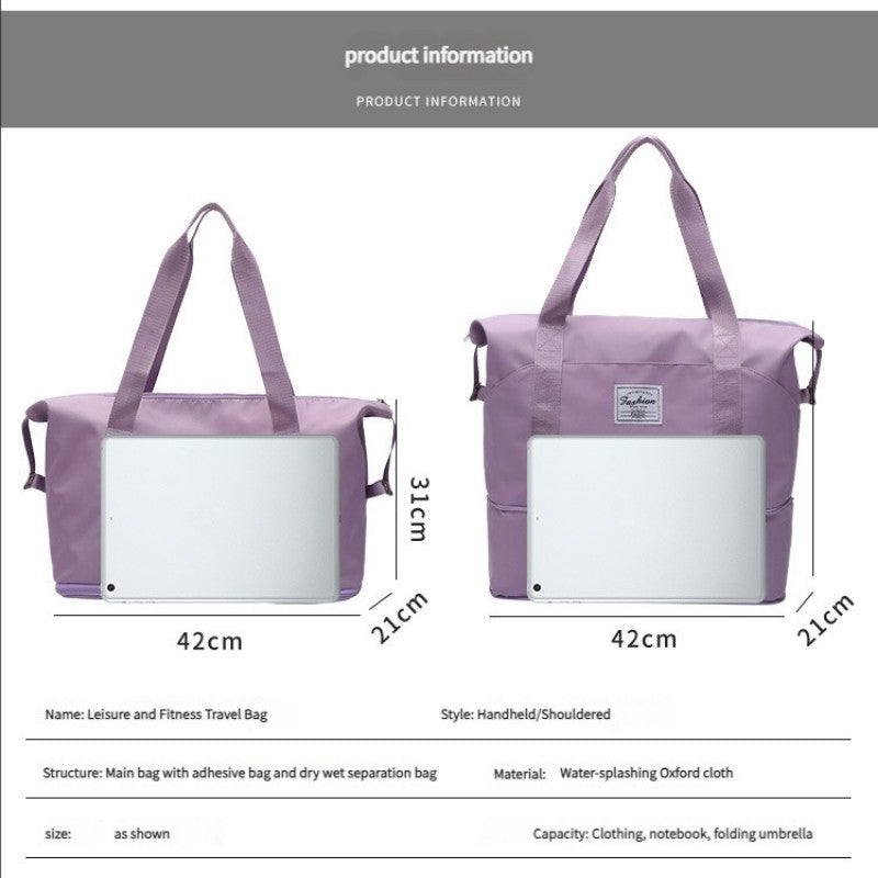 Travel Fitness Waterproof Foldable Luggage Handbag Outdoor Luggage Storage Bag Dry Wet Separation Fitness Bag Handbag