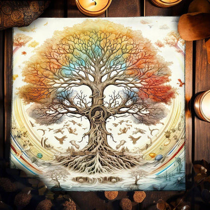 Colorful Life Tree Tarot Tablecloth Altar Cloth Sun And Moon Tarot Cards Table Cloth For Witchcraft Astrology Oracle Card Mat