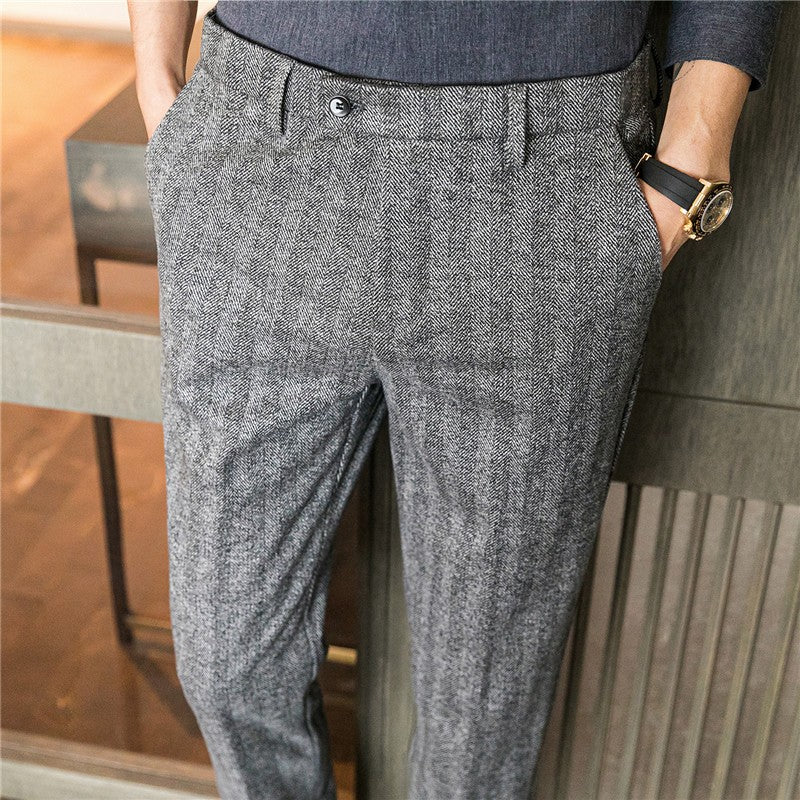 New Autumn Men's Gray Pants, Fashion Casual Trousers, Asian Size 28-36 Slim Suit Pantalon for Men