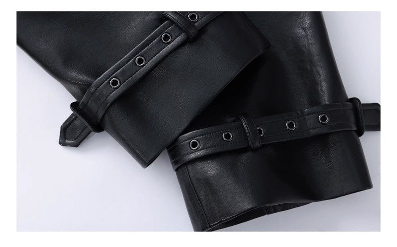 Lautaro Spring Autumn Extra Long Black Pu Leather Trench Coat for Women with Back High Slit Luxury Chic European Fashion 2024