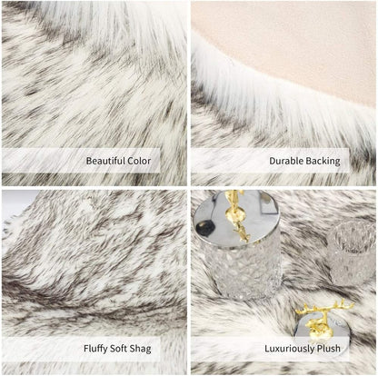 Soft Shaggy Faux Fur Rug Non-Slip Floor Mat 60x90CM Extra Thick Plush Bedroom Rug for Living Room Warm Carpet Machine Washable
