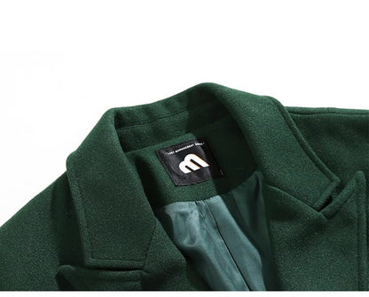 Mauroicardi Autumn Winter Long Warm Oversized Soft Dark Green Black Woolen Coat Men Loose Casual Korean Wool Blends Overcoat