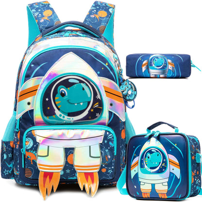 Backpack Sets with Lunch Bag for Boys 6-12 School Bags and Lunch Box for Kids 3pcs Elementary Students Teens