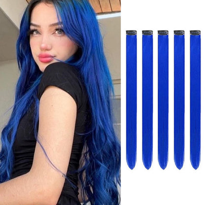 5PÇ/22 polegadas Extensões de Cabelo Coloridas Mechas Presilha em Cabelo Sintético Perucas de Cabelo Roxo para Mulheres Crianças Presente de Halloween Cosplay