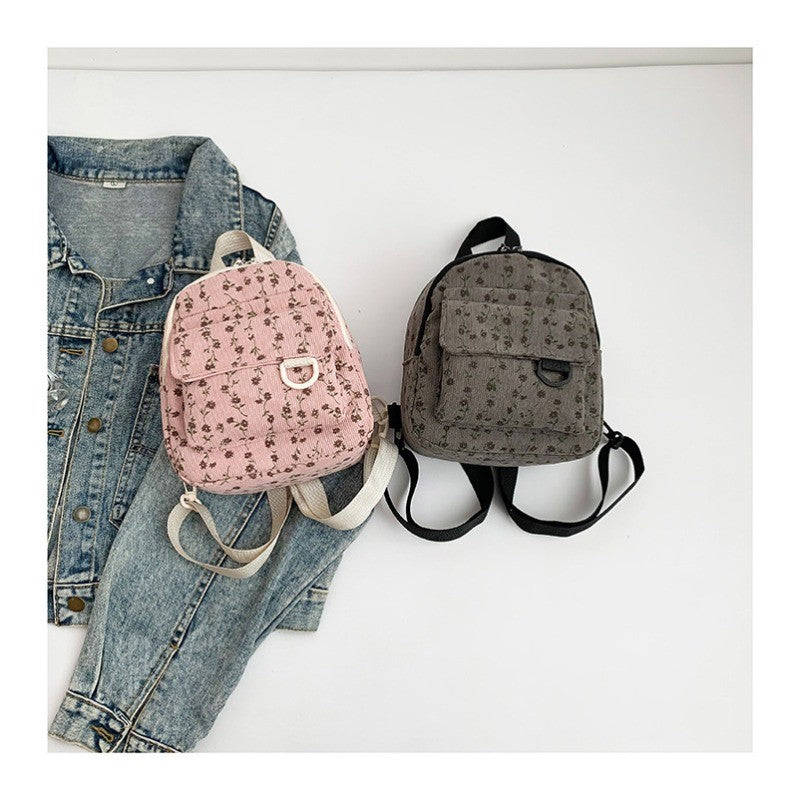 Nova Mini Mochila de Veludo Cotelê 2025 Elegante Espaçosa Leve Mochila de Viagem para Estudantes