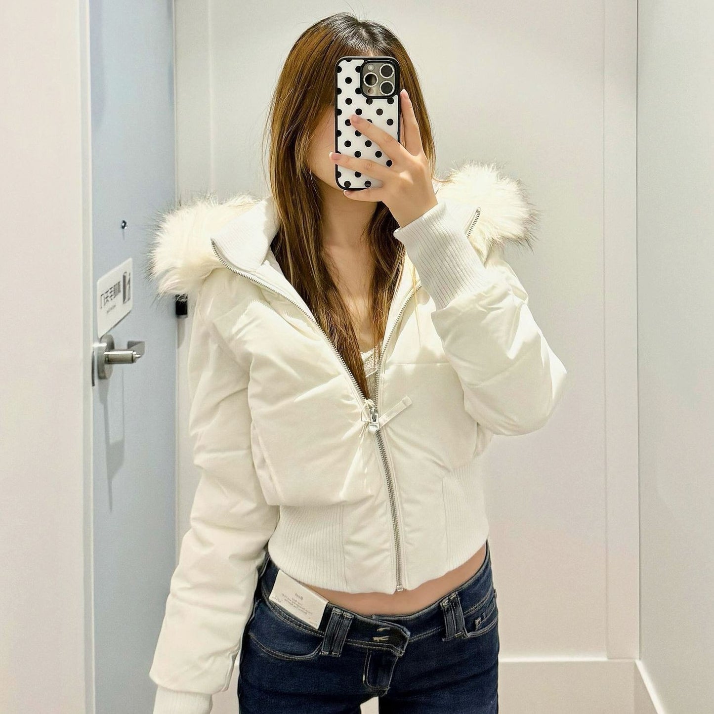 Fashion Women's Cotton Jacket Fur Collar Zipper Slim Waist Pocket Warm Thicken Coat Autumn Winter Hooded Jacket Lady Outwears