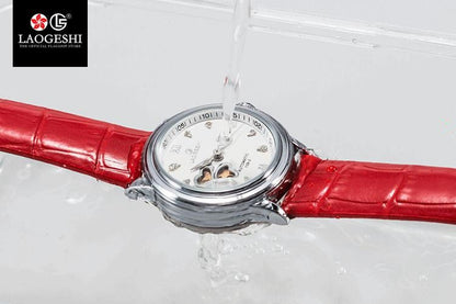 Women Automatic Mechanical Watches Diamond Four-leaf Clover WristWatches Ladies Rose Leather Watch Waterproof Senhoras Assistir