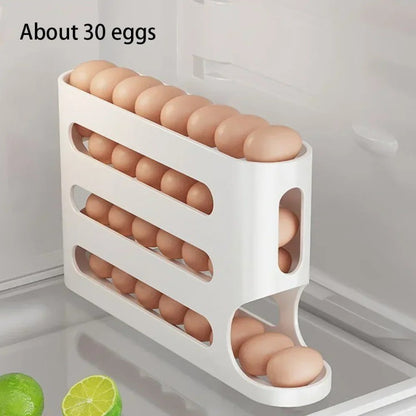 Multi-Tier High-Capacity Automatic Slide-Down Egg Holder Refrigerator Side Egg Storage Tray Kitchen Egg Storage Tray