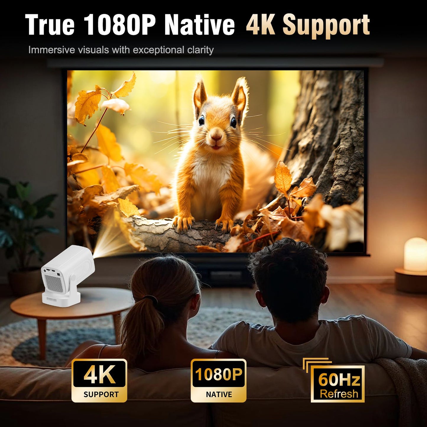 Magcubic HY310 Projetor Android 11 4K Foco Automático Nativo 1080P Nativo 330ANSI Dual Wifi BT5.4 Air Mouse Voz Filmes em Casa ao Ar Livre