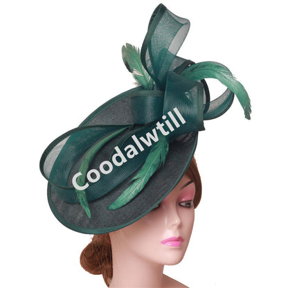 Chapéu Fascinator de Casamento Feminino, Chapéu de Millinery para Eventos Formais na Igreja, Chá, Corrida Kentucky Derby, Chapeau com Pena