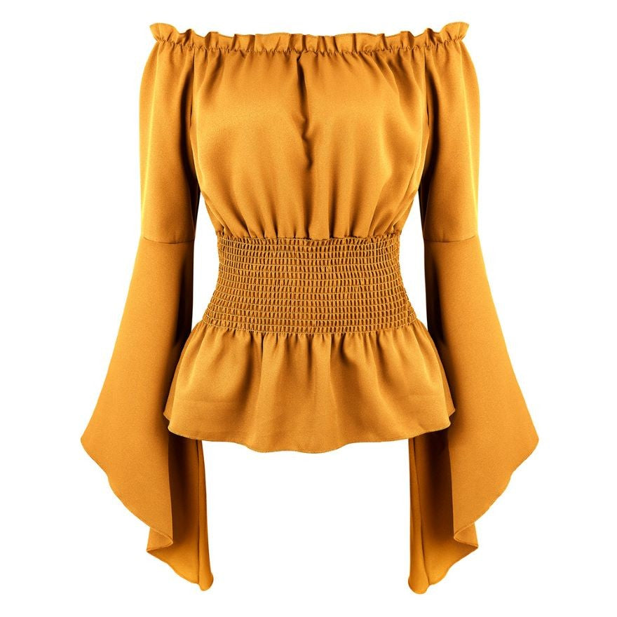 Renaissance Off Shoulder Long Sleeves Corset Blouse Women Medieval Victorian Costume Gothic Pirate Shirt Plus Size Boho Top