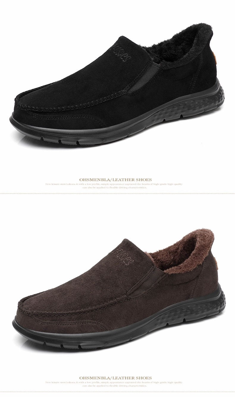 Fashionable Warm Winter Loafers Comfortable Walking Shoes Soft Lightweight Gift for Dad Suitable for Middle-Aged And Elderly Men