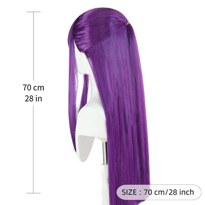 Peruca Sintética de Fibra Química Anime com Cabelo Liso Roxo Longo para Personagem de Anime, Festa, Jogo, Festival, Evento