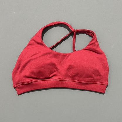 Women Asymmetric Sports Bra Seamless Yoga Top High Support Removable Chest Open Back Bra Gym Workout Underwear