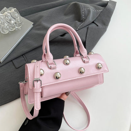 Bolsa de Ombro Pequena Retrô com Rebites de Couro PU LEFTSIDE para Mulheres Tendência 2025 Bolsas de Mão de Luxo Y2K e Bolsas Transversais Femininas