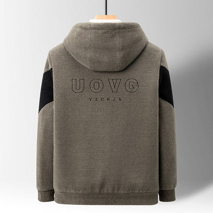 Winter Patchwork Woolen Jacket Men Hooded Short Trench Coat Thickened Warm Casual Business Social Overcoat