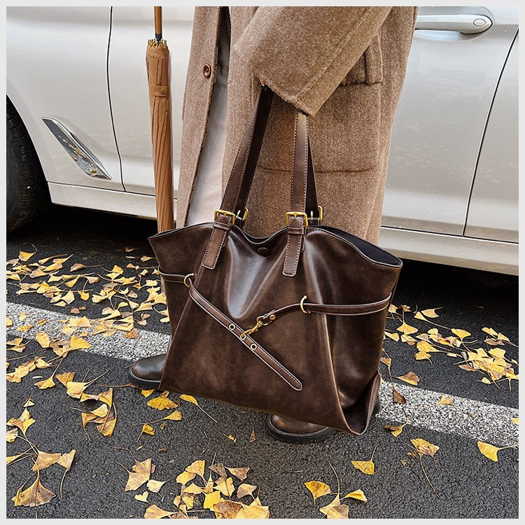 Retro Big PU Leather Shoulder Bag for Women 2025 Winter Trend New Y2K Fashion Handbags Females Travel Luxury Tote Bag  bolsas