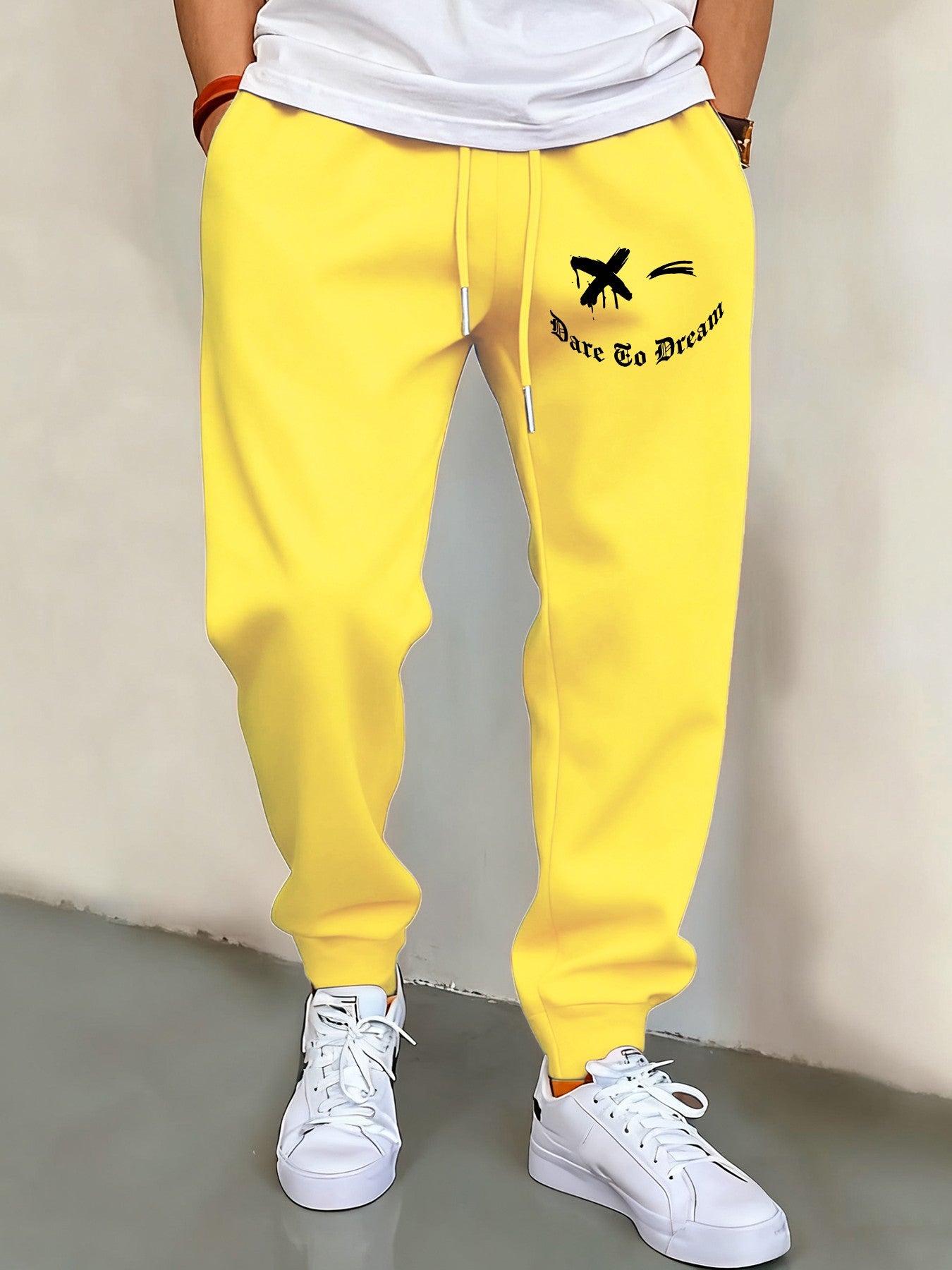 We Will Dare To Dream Design Men'S Elastic Waist Pants Jogger Fleece Drawstring Long Pant Fashion Casual Male Sports Sweatpants