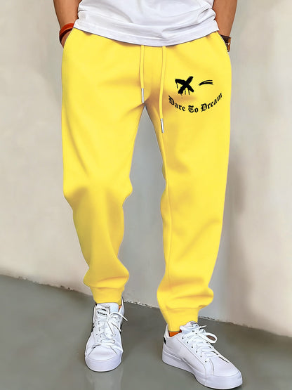 We Will Dare To Dream Design Men'S Elastic Waist Pants Jogger Fleece Drawstring Long Pant Fashion Casual Male Sports Sweatpants