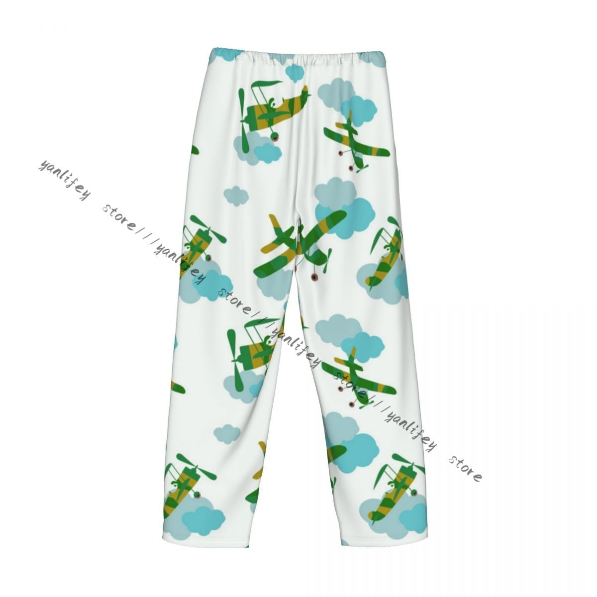 Men Sleep Bottoms Male Lounge Trousers Men's Airplanes And Clouds Pajama Pants