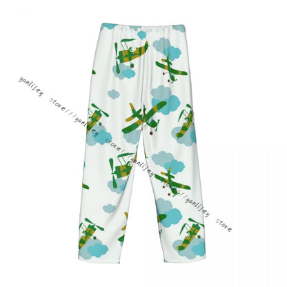 Men Sleep Bottoms Male Lounge Trousers Men's Airplanes And Clouds Pajama Pants