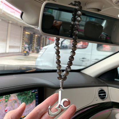 muslim Ali Car Rear View Mirror islam Turkish evil eye Car Pendant Hanging black beads