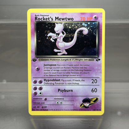 Cartas PROXY PKM Gym-Challenge/Neo-Genesis Lugia Typhlosion Rocket's Mewtwo PTCG Foil Game Collection Cards Game Toys