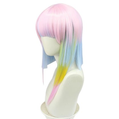 45cm Peruca de Cosplay Lucy Anime Cyberpunk Edgerunners Cosplay Lucyna Kushinada Gradiente Multicolorido Peruca de Cabelo Resistente ao Calor