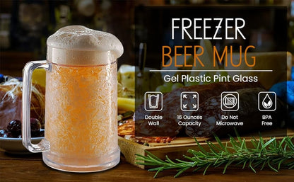 Canecas de Cerveja de Parede Dupla com Gel Congelante, Canecas de Uísque Transparentes com Alça para Bar e Copos de Bebida para Uso Externo