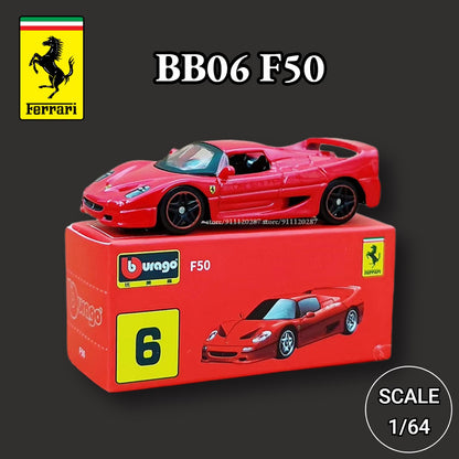 Bburago 1/64 Ferrari Car Miniature Model, BB10 488 GTB Scale Lefarrari F40 F50 F12tdf 458 Spider Diecast Vehicle Replica Toy