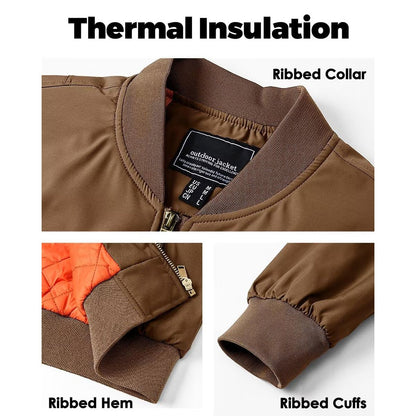 MAGCOMSEN Men's Aviator Jackets Thick Warm Orange Lining Bomber Jackets Fall Winter Casual Windproof Coats