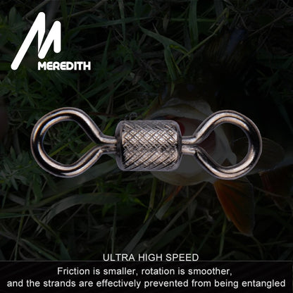 Meredith 50PCS/Lote Giradores de Pesca Rolamento de Esferas Giratório com Fecho de Segurança Anéis Sólidos Giratório para Acessórios de Pesca de Carpa