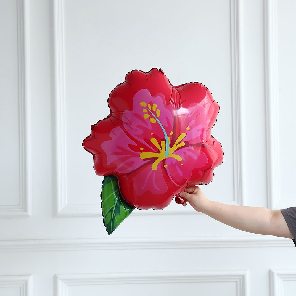 Hibiscus Foil Balloon Set Hot Pink Yellow Purple Hibiscus Balloon Summer Tropical Birthday Hawaii Baby Shower Party Decoration