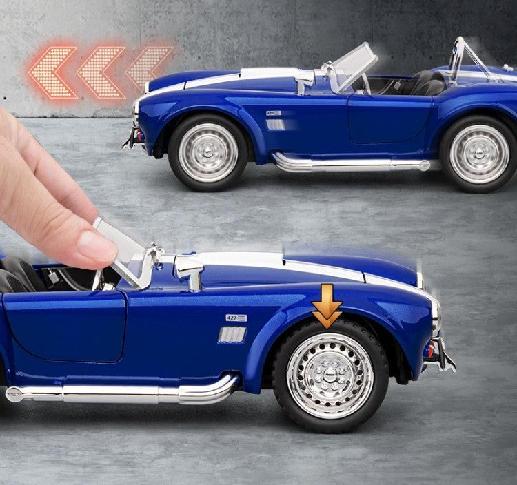 Simulação 1:22 Clássico Shelby AC Cobra Carro de Liga Leve com Luzes e Sons Colecionável Miniatura de Metal Diecast Voiture