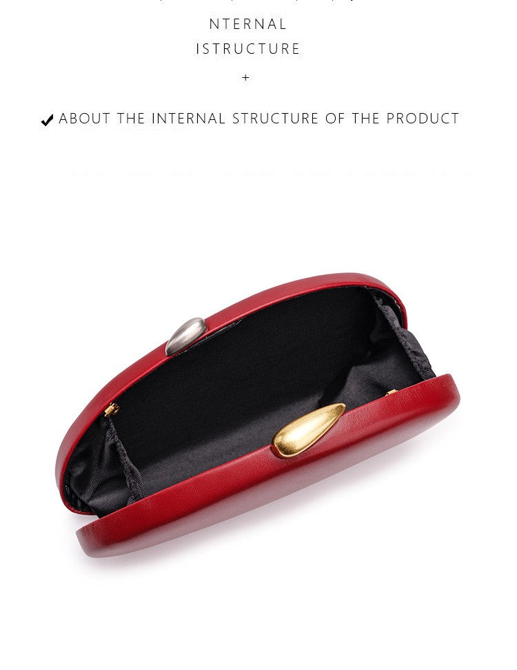 Designer Shell Shape Clutch Bag Women Evening Party Leather Handbag Metallic Closure Shoulder Crossbody Bags Small Dinner Purse